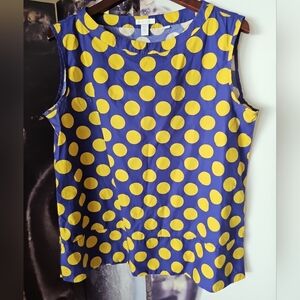 ROBERT FRIEDMAN Women's‎ Yellow Polka Dot Sleeveless Boatneck Top Size S